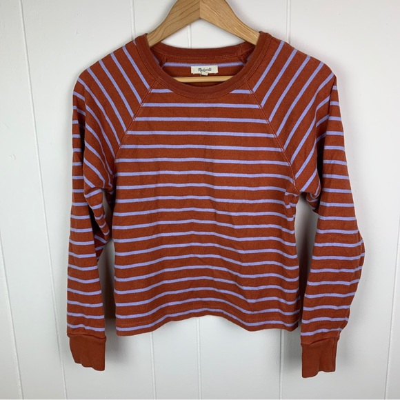 Madewell Striped Sweater Pullover Orange Women’s Extra Small - Picture 1 of 3